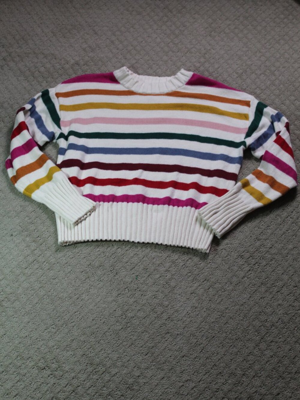 GAP Cotton Blend Knit Sweater Colorful Striped Women’s Size XL Pullover Rainbow